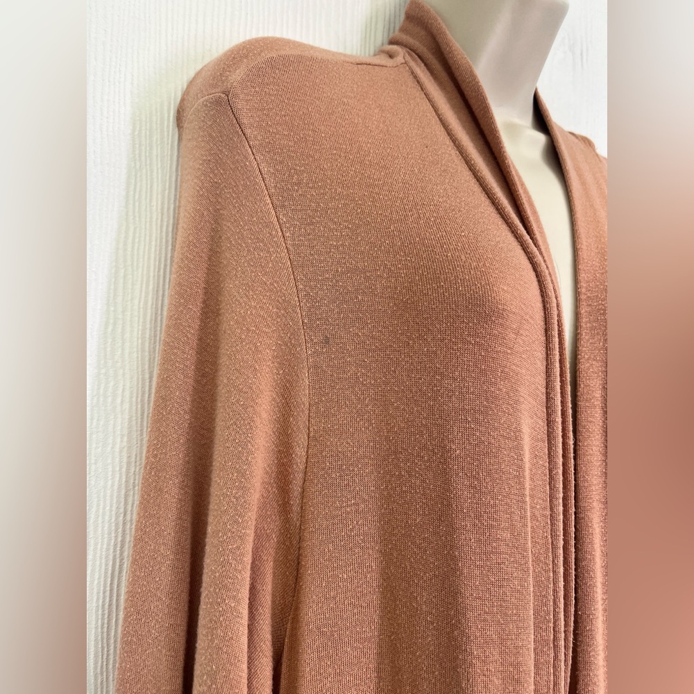 Skims - Cotton Umber Long Sleeve Poplin Tie Front Sleep Robe Size Medium - Picture 4 of 9